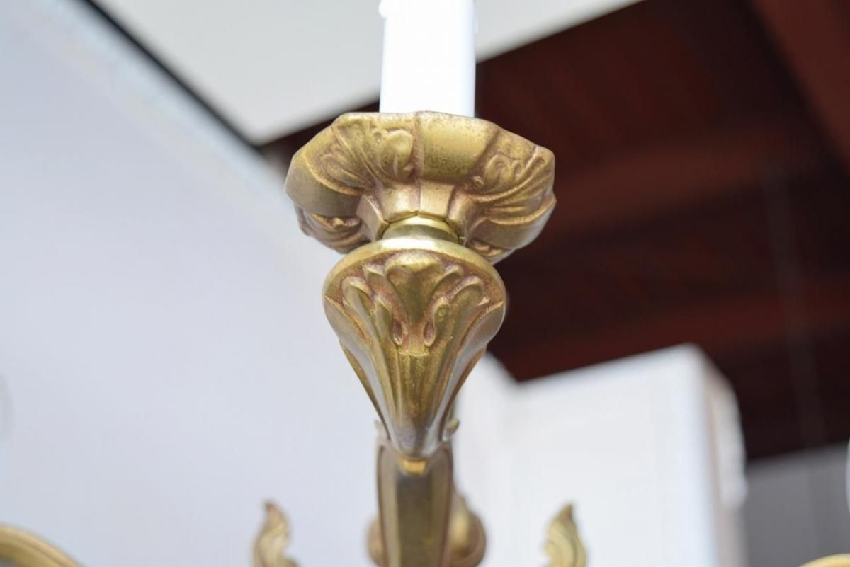 シャンデリア 6灯式 クラシックスタイル フランス製1930年代 真鍮製シャンデリア｜優雅な6灯式クラシック