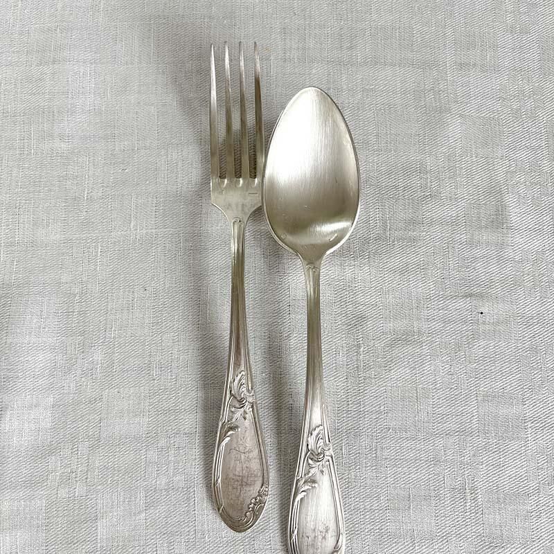 フランス／E.Lefebvre】純銀／フォーク＆スプーン 1セット フランス／E