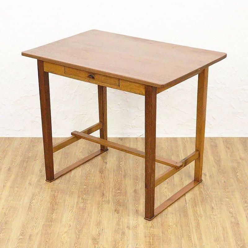 昭和レトロ 飛騨古家具 木製ダイニングテーブル 木目柄セラミック天板 ビンテージ 昭和レトロ 飛騨古家具 木製ダイニングテーブル 木目柄