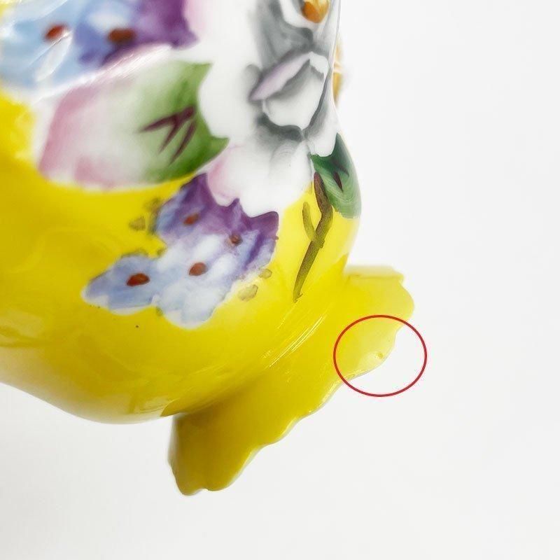 【期間限定！値下げセール！】ハンドメイド　パステルカラーのバラの置物 希少アンティーク白薔薇の黄色カップ＆ソーサー