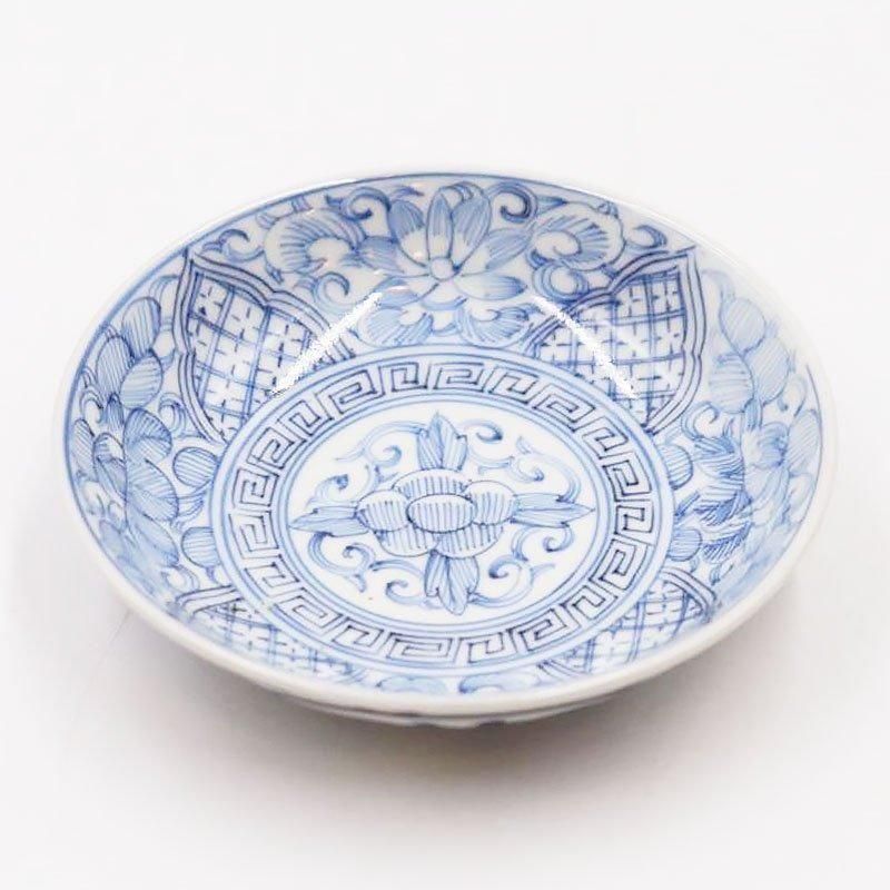 大正時代のやさしい花唐草豆皿 アンティーク美