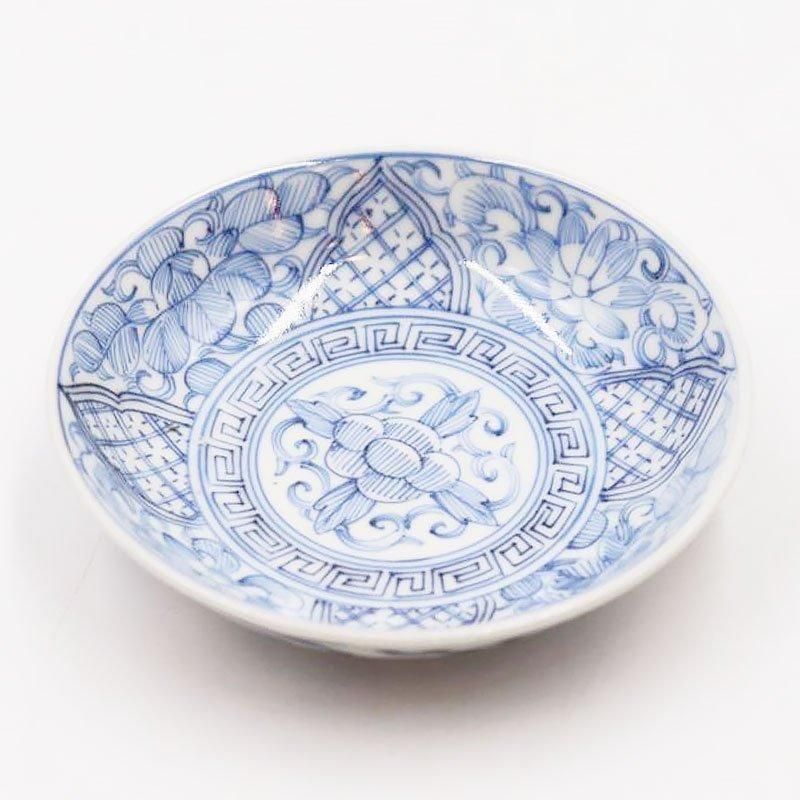 大正時代のやさしい花唐草豆皿 アンティーク美