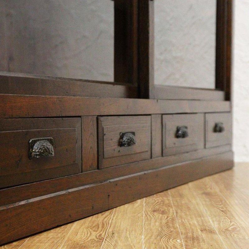 大正昭和のケヤキ製四尺引戸食器棚