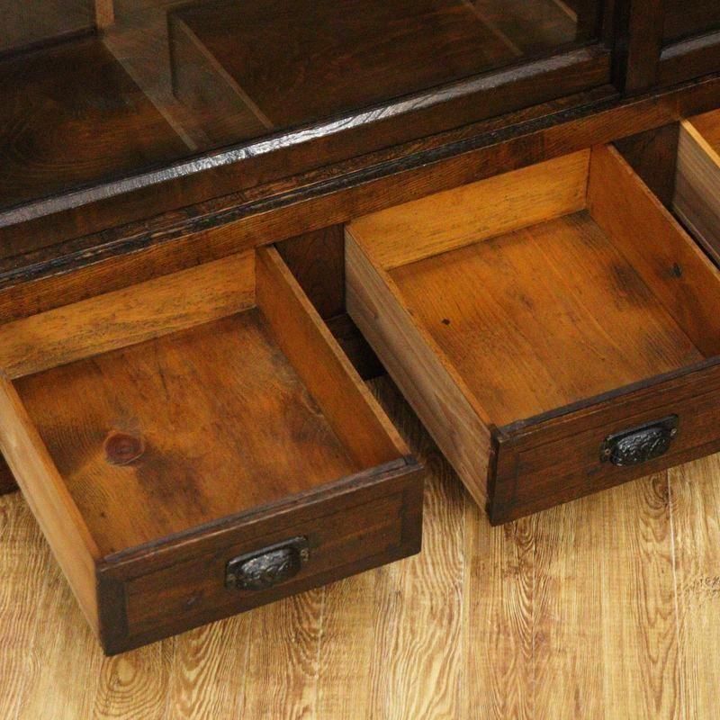 大正昭和のケヤキ製四尺引戸食器棚