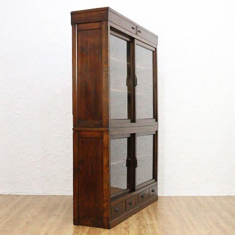 大正昭和のケヤキ製四尺引戸食器棚