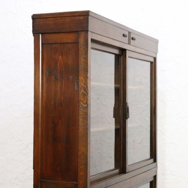 大正昭和のケヤキ製四尺引戸食器棚