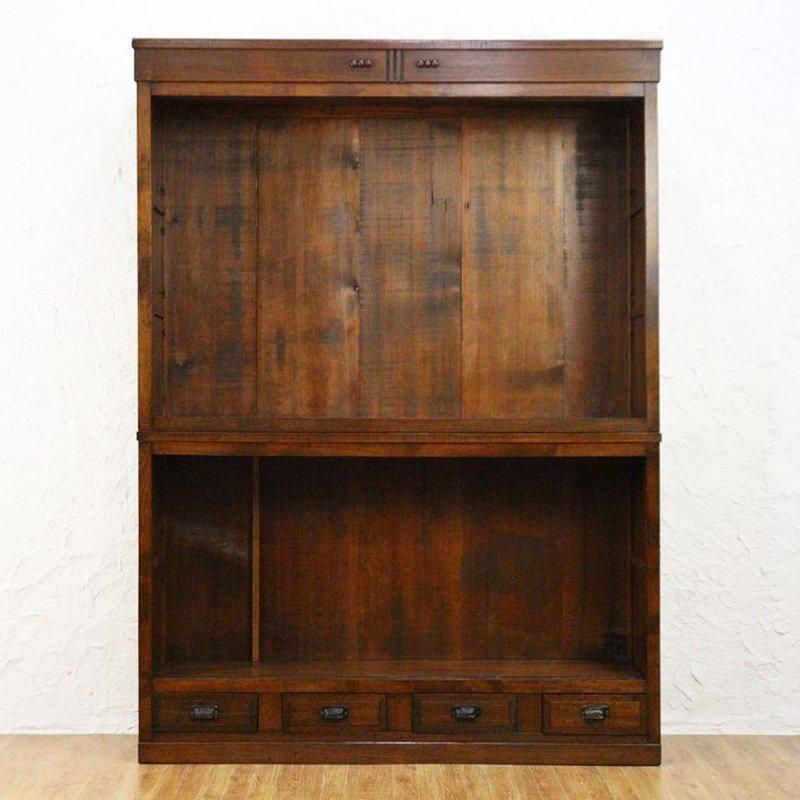 大正昭和のケヤキ製四尺引戸食器棚