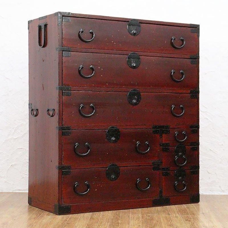 大正時代の三尺朱和箪笥 シンプルな和モダンインテリア