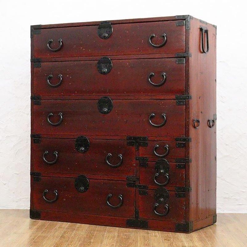 和箪笥 インテリア 日本 昭和レトロ 和 アンティーク 大正時代の三尺朱和箪笥 シンプルな和モダンインテリア