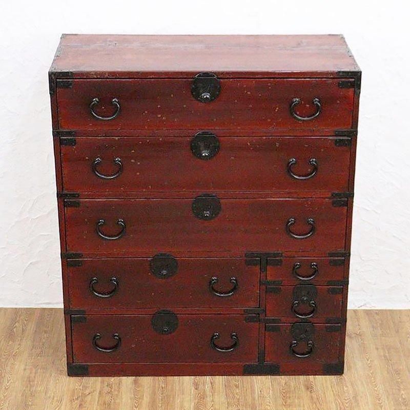 大正時代の三尺朱和箪笥 シンプルな和モダンインテリア