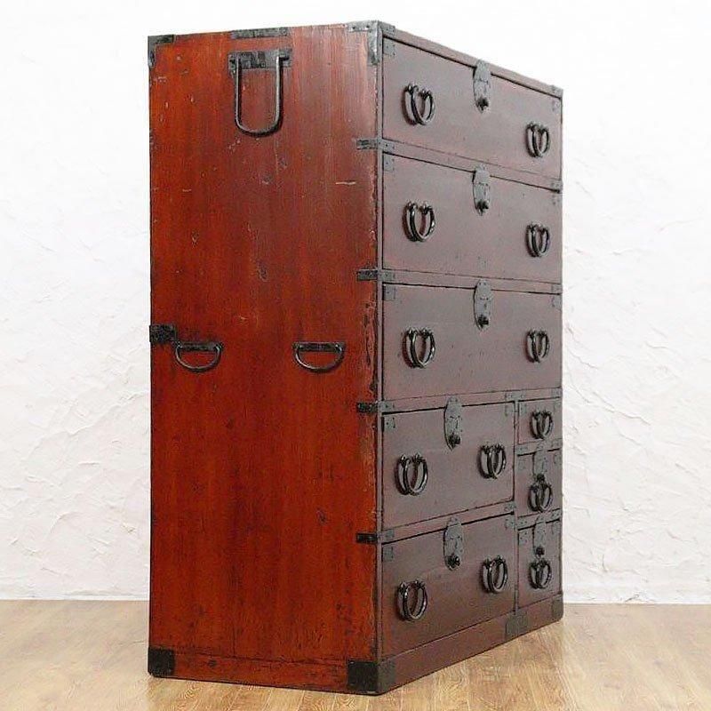 大正時代の三尺朱和箪笥 シンプルな和モダンインテリア