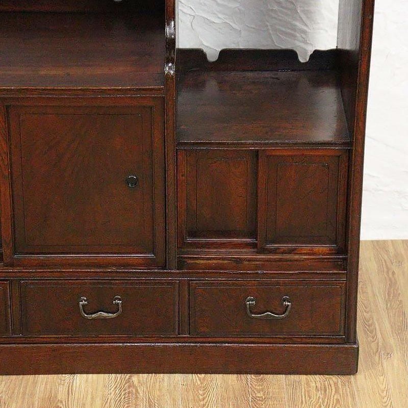 唐木　茶箪笥 キャビネット 家具 和家具 レトロ アンティーク 楽天市場】茶箪笥をガラスキャビネットにリメイク ケヤキ材