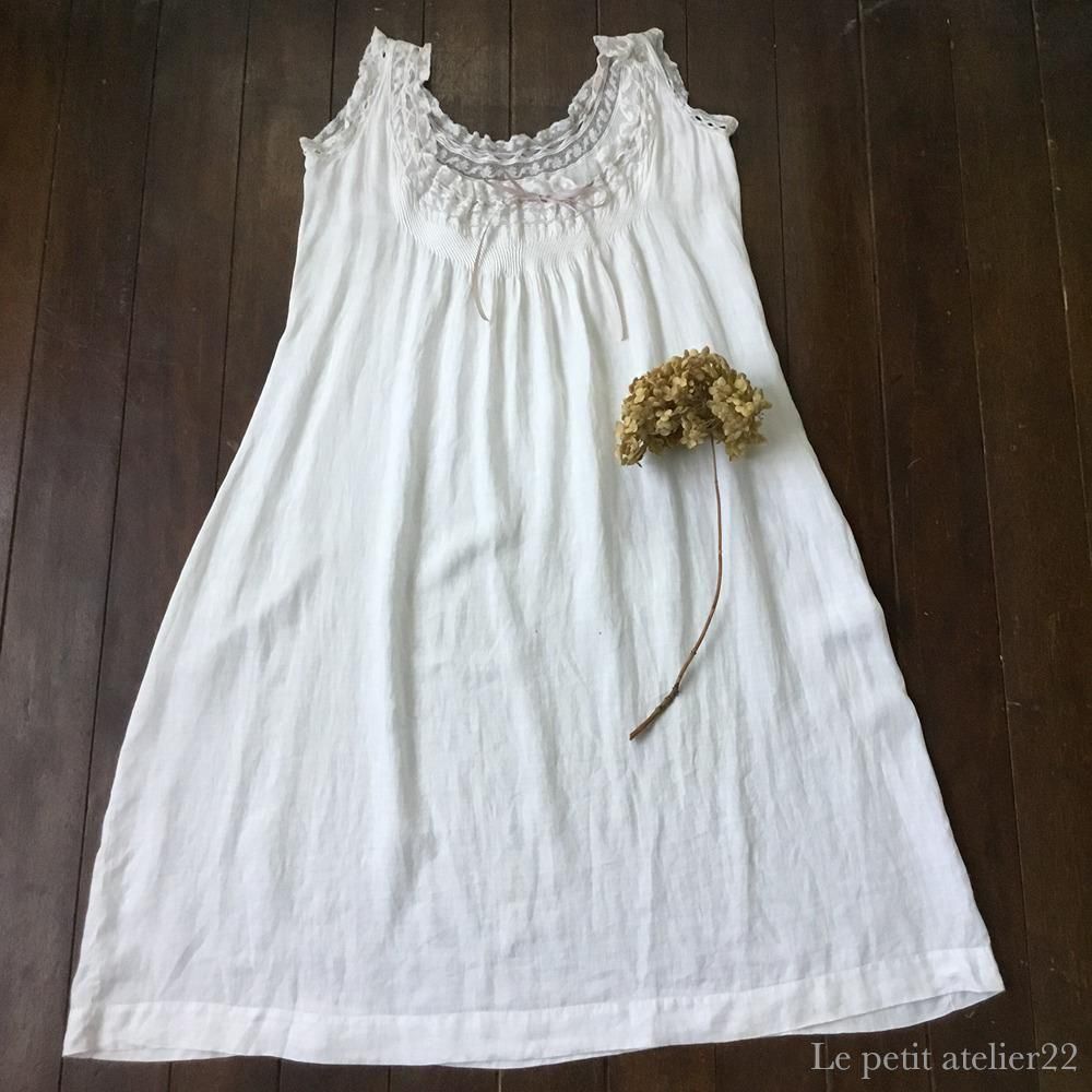 フレンチ アンティーク ワンピース*フランス ヴィンテージ 洋服レース服 FrenchAntiquenightdress1