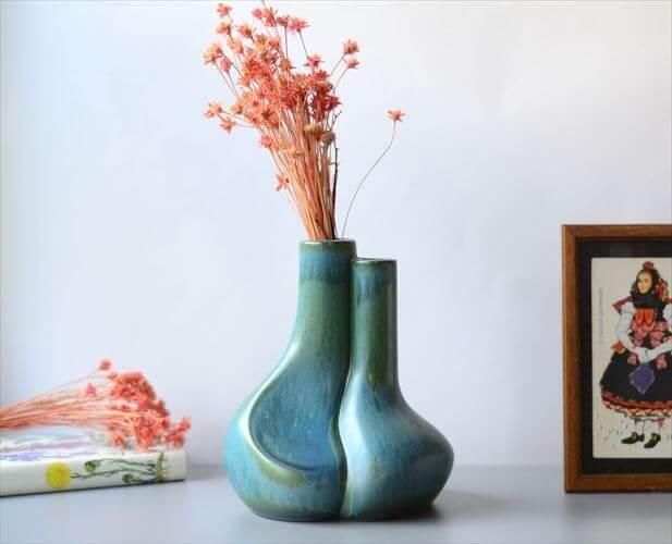 ドイツ製アンティーク陶器花瓶 芸術性ある一品