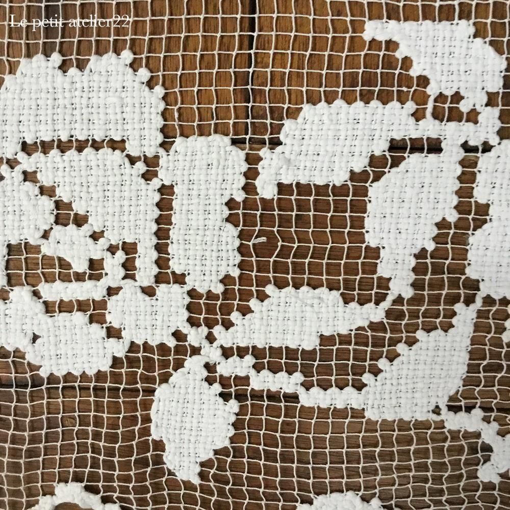 正方形) フランス アンティーク フィレレース テーブルクロス カーテン