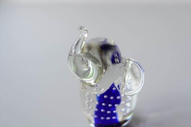 アンティークガラスオブジェ イタリア製ゾウモチーフ