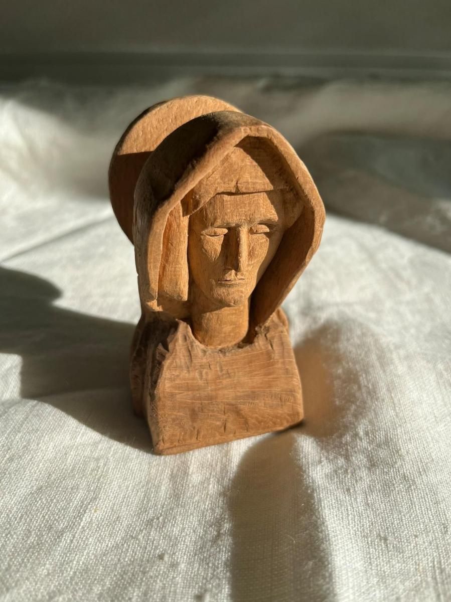 木彫りの聖母胸像｜1940年代フランスアンティーク