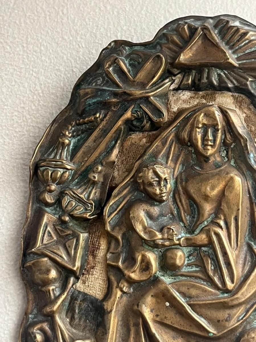 フランス 聖母レリーフ 真鍮 アンティーク ヴィンテージ