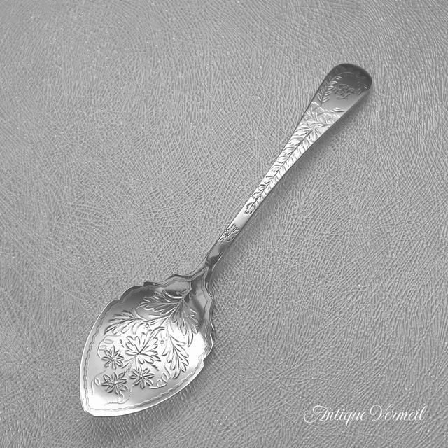 希少な1898年英国製リーフ文様ジャムスプーン