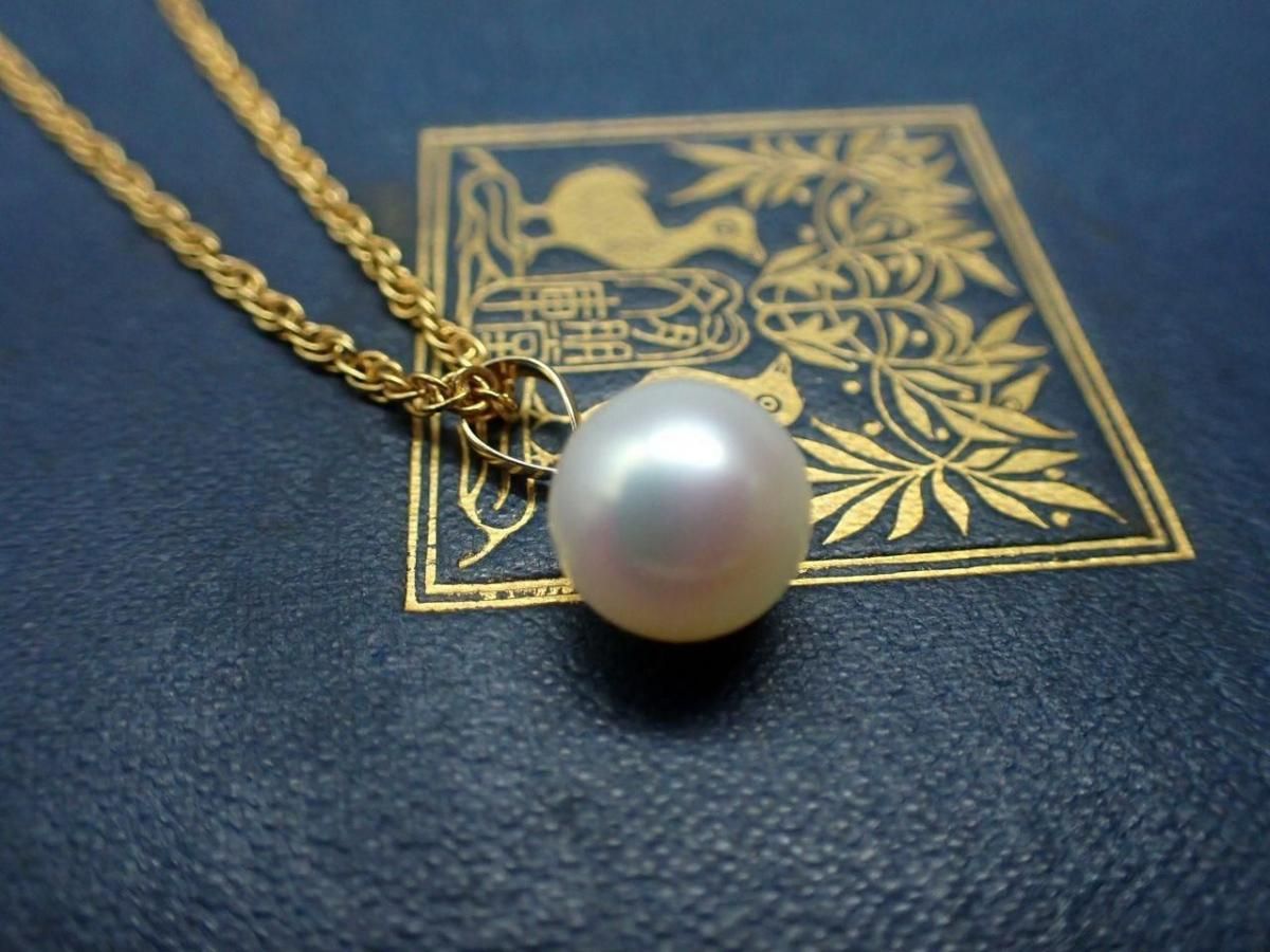 レビュー高評価商品 K18金具 9.1mm珠 あこや花玉 ペンダントヘッド ANTIQUE - アクセサリー