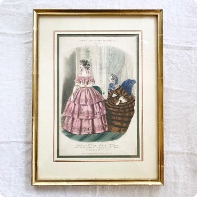 フランス直輸入 ダイアントドレス リトグラフ画 フレーム付き