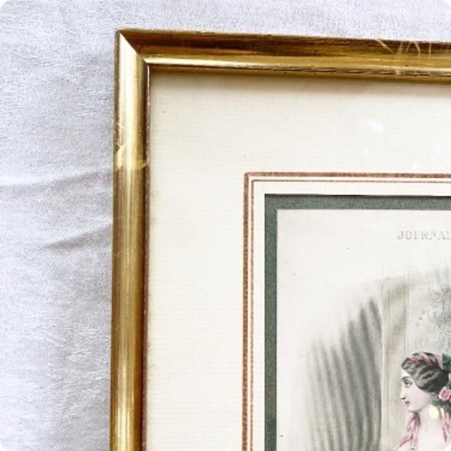 フランス直輸入 ダイアントドレス リトグラフ画 フレーム付き