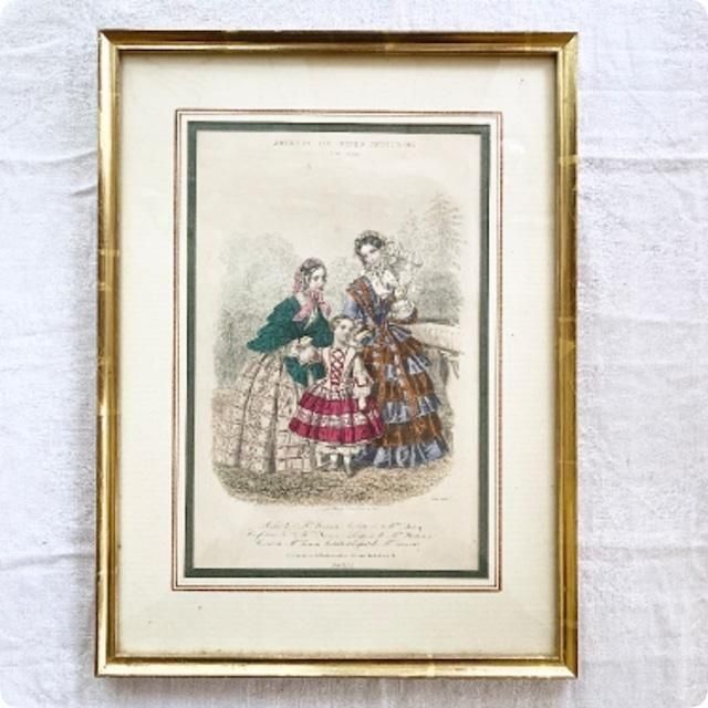 フランス直輸入】モードファッション画 リトグラフ アンティーク フランス直輸入】モードファッション画 リトグラフ アンティーク
