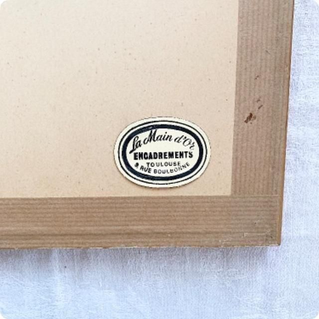 フランスアンティーク　壁掛け　オーバルフレーム　多色　リトグラフ　ファッション画 フランスアンティーク 壁掛け オーバルフレーム 多色 リトグラフ