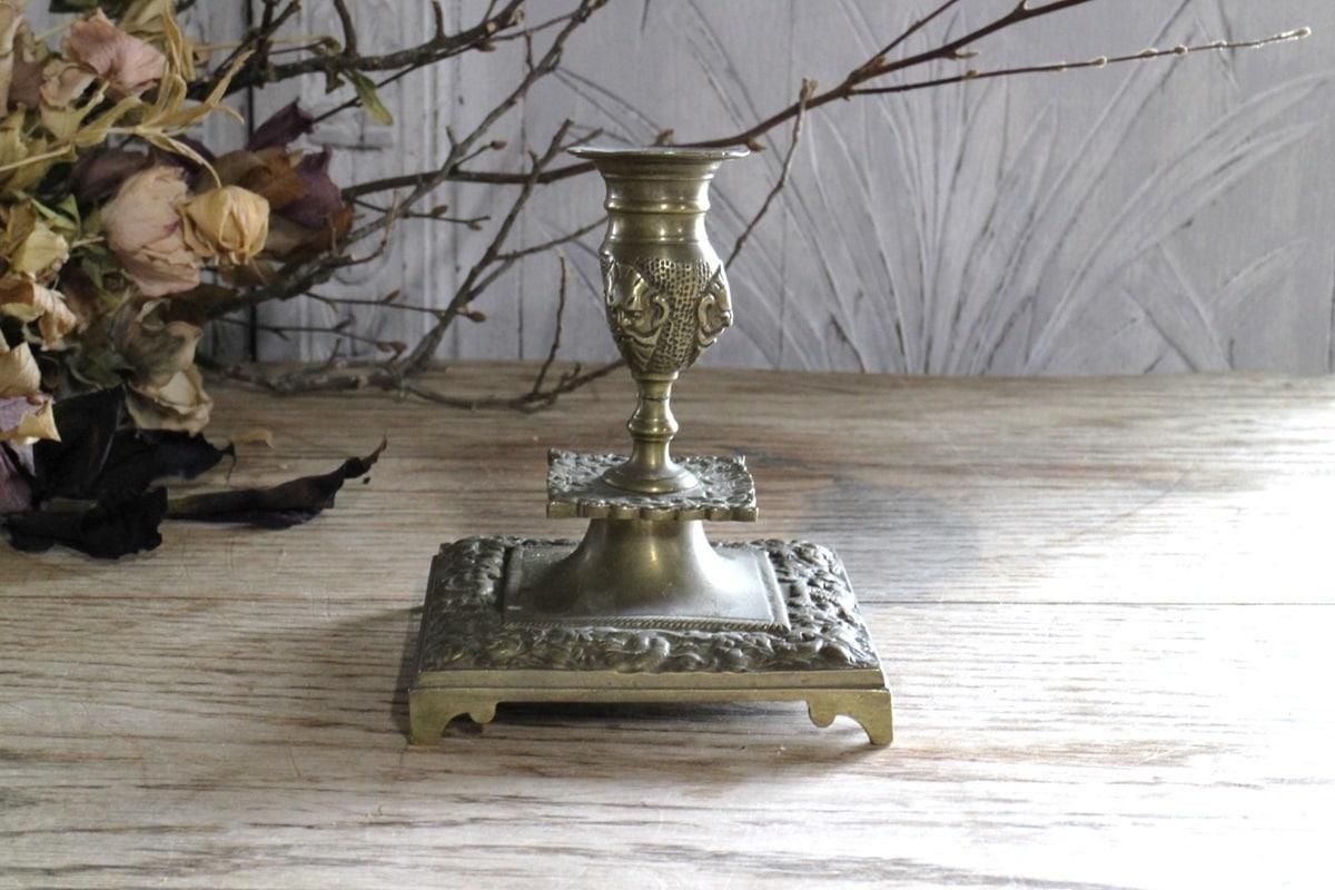 フランス製アンティークブロンズキャンドルスタンド