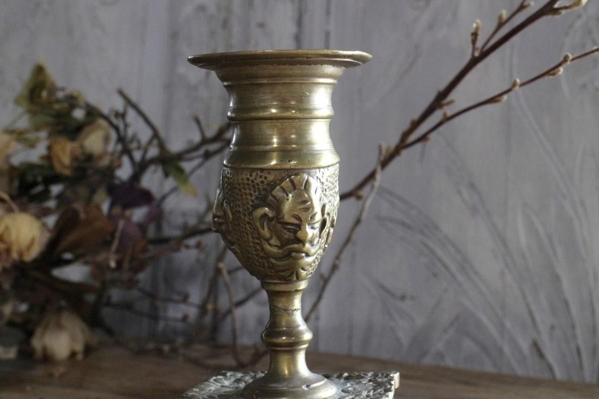 フランス製アンティークブロンズキャンドルスタンド