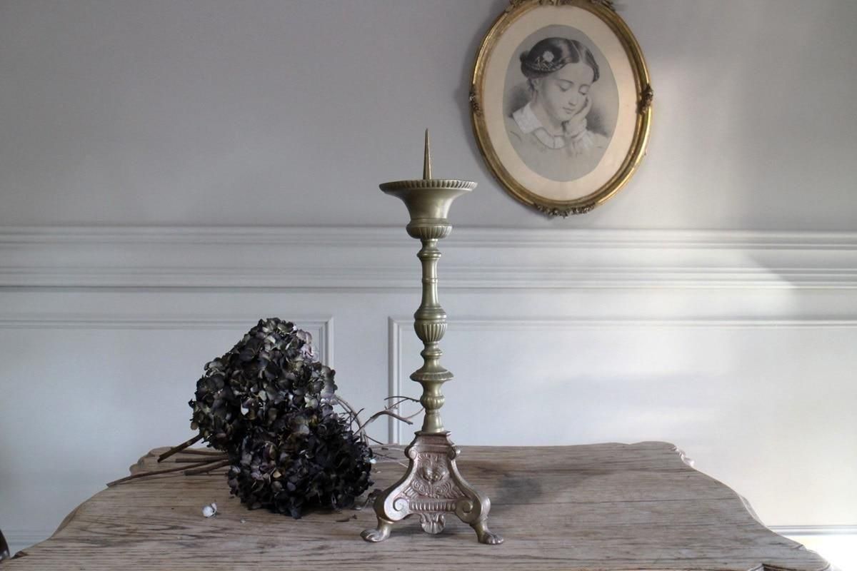 ディズニープリンセスのベビーグッズも大集合 フランス ブロンズキャンドルスタンド LEAVES ANTIQUE - 6060 アンティーク雑貨