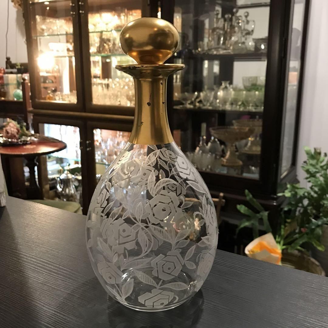 極希少★オールドバカラBACCARAT★24金彩＆エナメル彩装飾 花瓶★一輪挿し オールドバカラ「金彩装飾 薔薇文様 一輪挿し」《アンティック