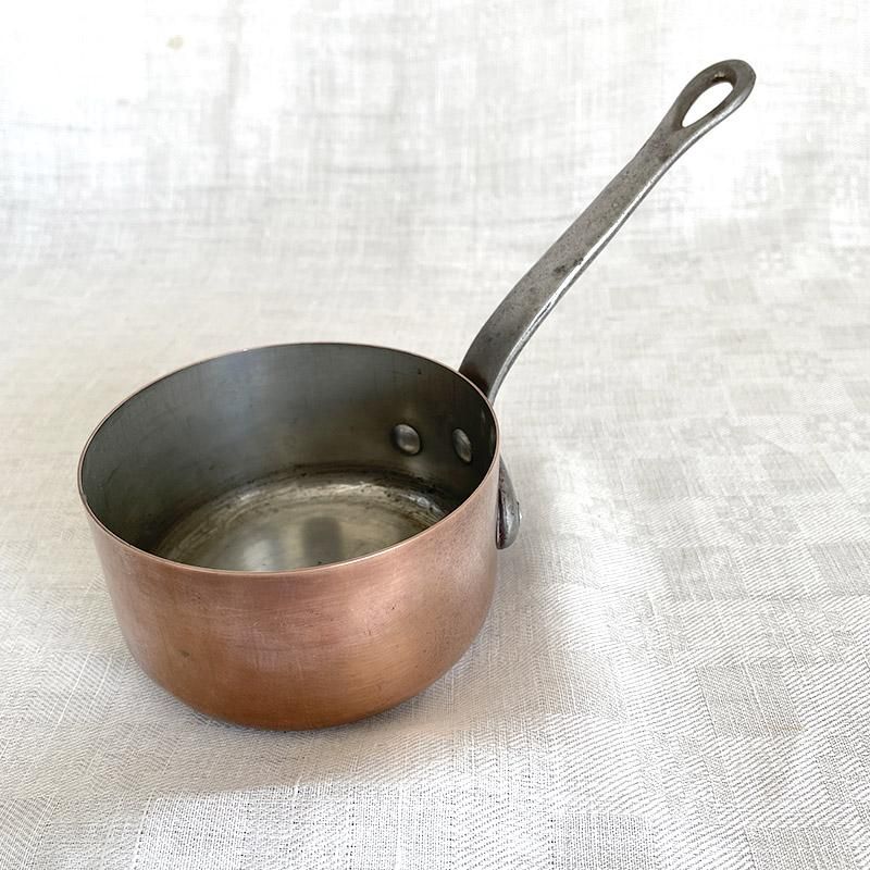 銅鍋 銅片手鍋 直径10cm 厚さ1mm フランス製 ソースパン 12KWdr2 銅鍋 銅片手鍋 直径10cm 厚さ1mm フランス製 ソースパン 12KWdr2