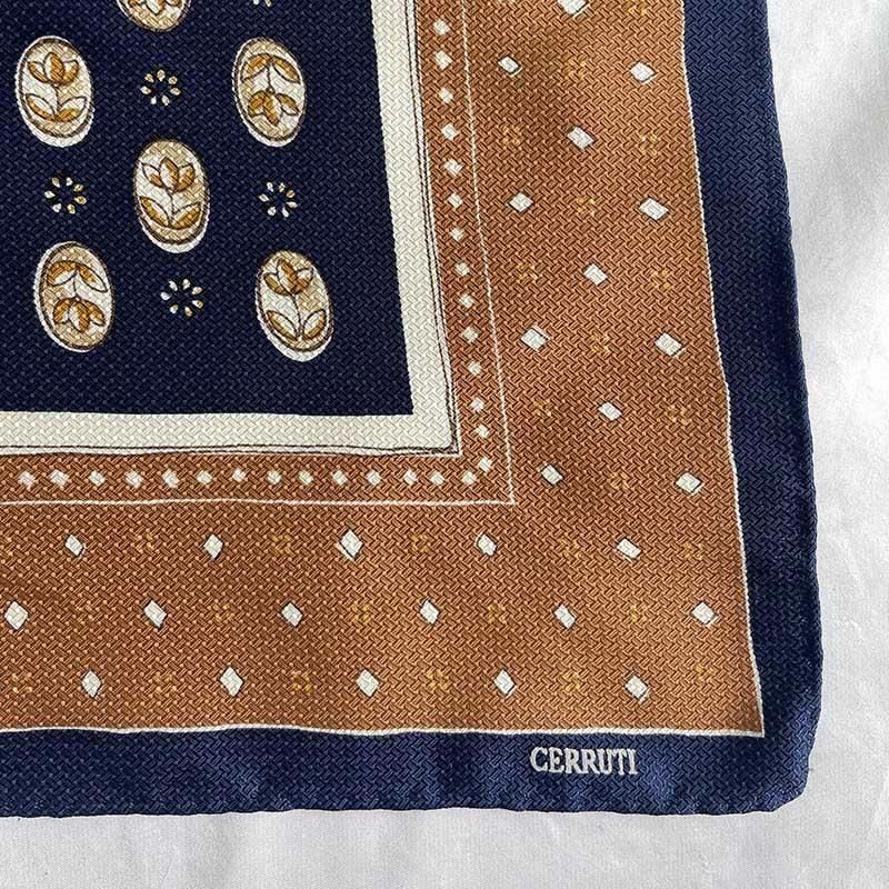 ミニスカーフ シルク 紺ネイビー チューリップ cerruti 12ACdg27 ミニスカーフ シルク 紺ネイビー チューリップ cerruti 12ACdg27