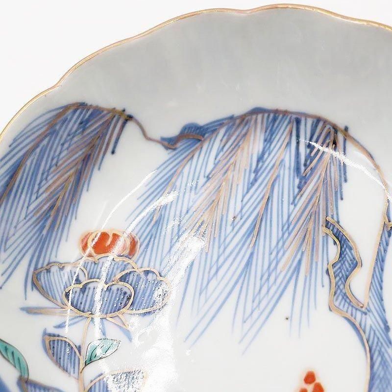 赤絵　なます皿　アンティーク　骨董 柳・牡丹」アンティーク色絵なます皿 明治-大正時代