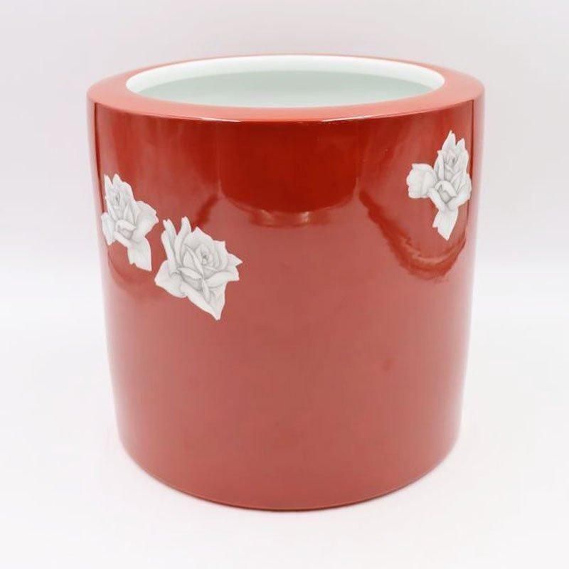 大正期 オールドノリタケ 赤菊和柄 火鉢　陶器 昭和レトロ 昭和モダン 大正期 オールドノリタケ 赤菊和柄 火鉢 陶器 昭和レトロ 昭和