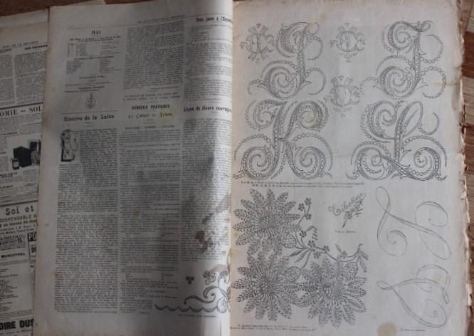 フランス製アンティーク 刺繍週刊誌1900年発刊3冊