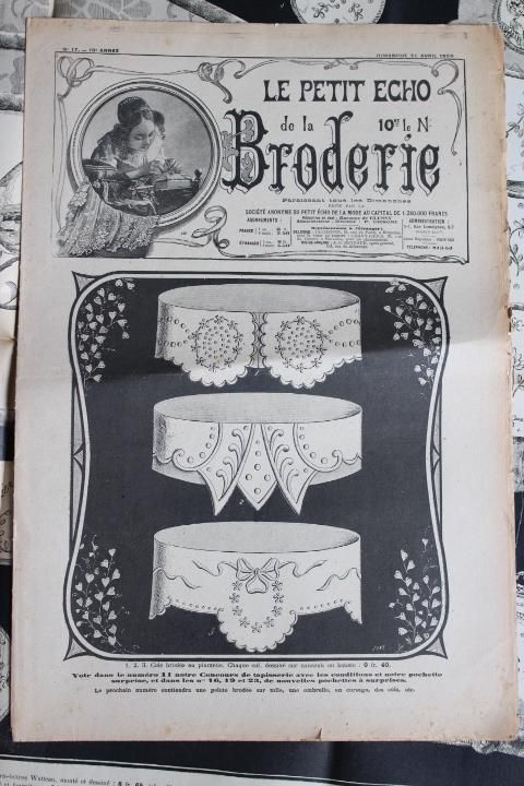 フランス製アンティーク 刺繍週刊誌1908年の風情