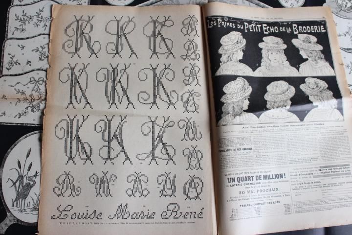 フランス製アンティーク 刺繍週刊誌1908年の風情