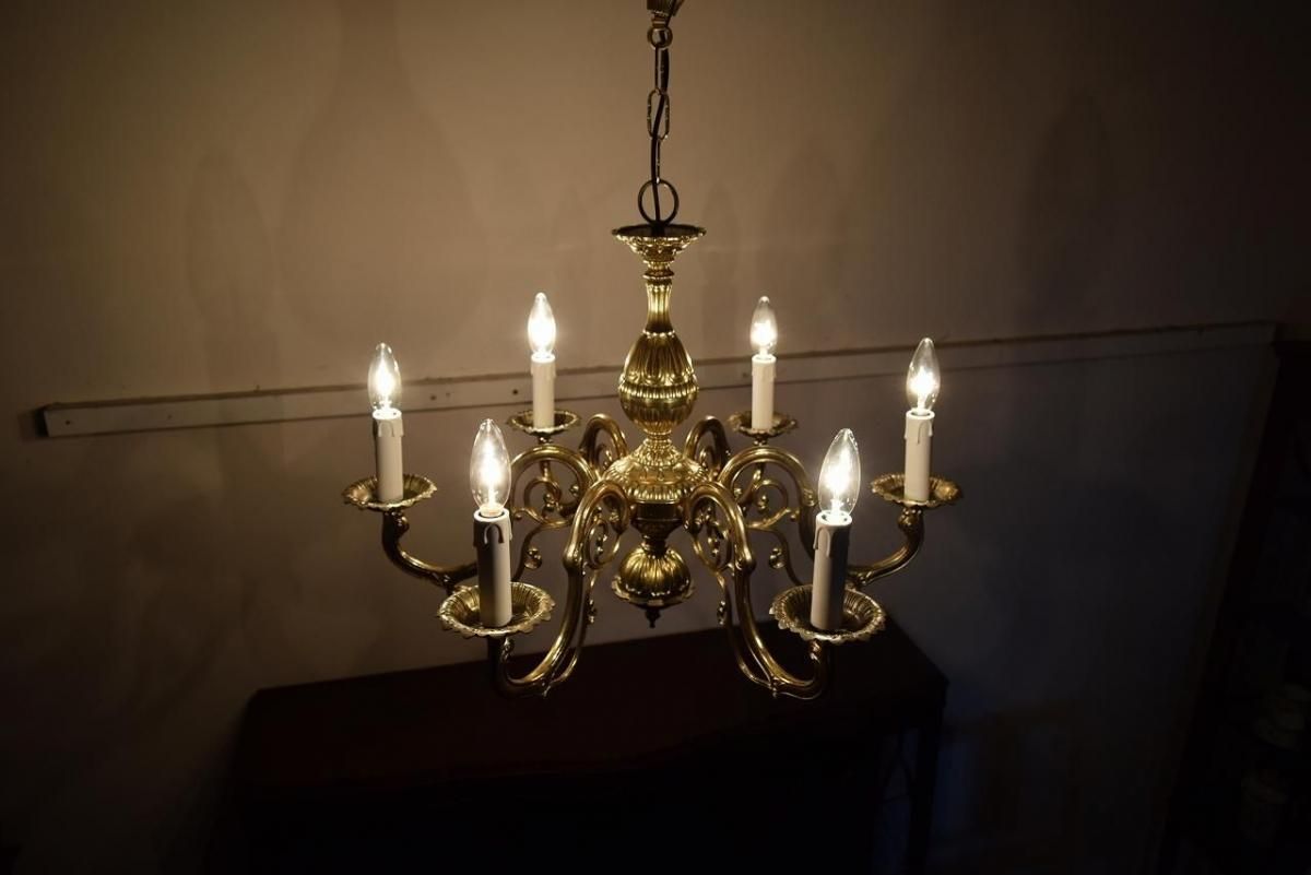 アンティーク 西洋シャンデリア 直径55×高さ60 ヴィンテージ 艶消しゴールド アンティーク 西洋シャンデリア 直径55×高さ60 ヴィンテージ 艶消し