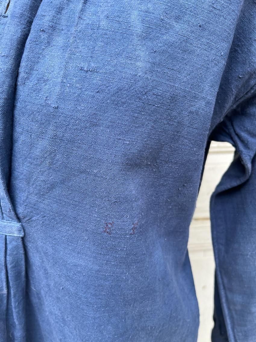 フランス　アンティーク　ワンピース　リネン　D 大人用 F)フランス アンティーク リネン ワンピース 作業着 七分袖