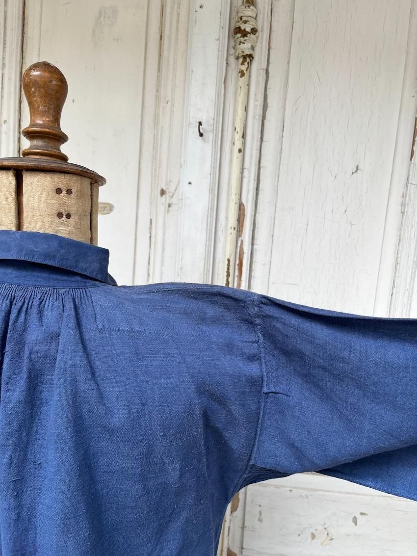 フランス　アンティーク　ワンピース　リネン　D フランスアンティークリネンシャンブルスモックワンピース1 ( AC