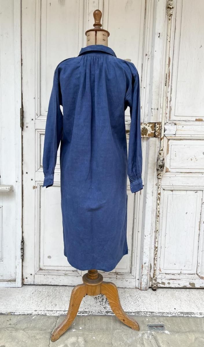 【美品】アンティーク/ ヴィンテージ リネン ワンピース フランス製アンティークの手仕事リネンワンピース