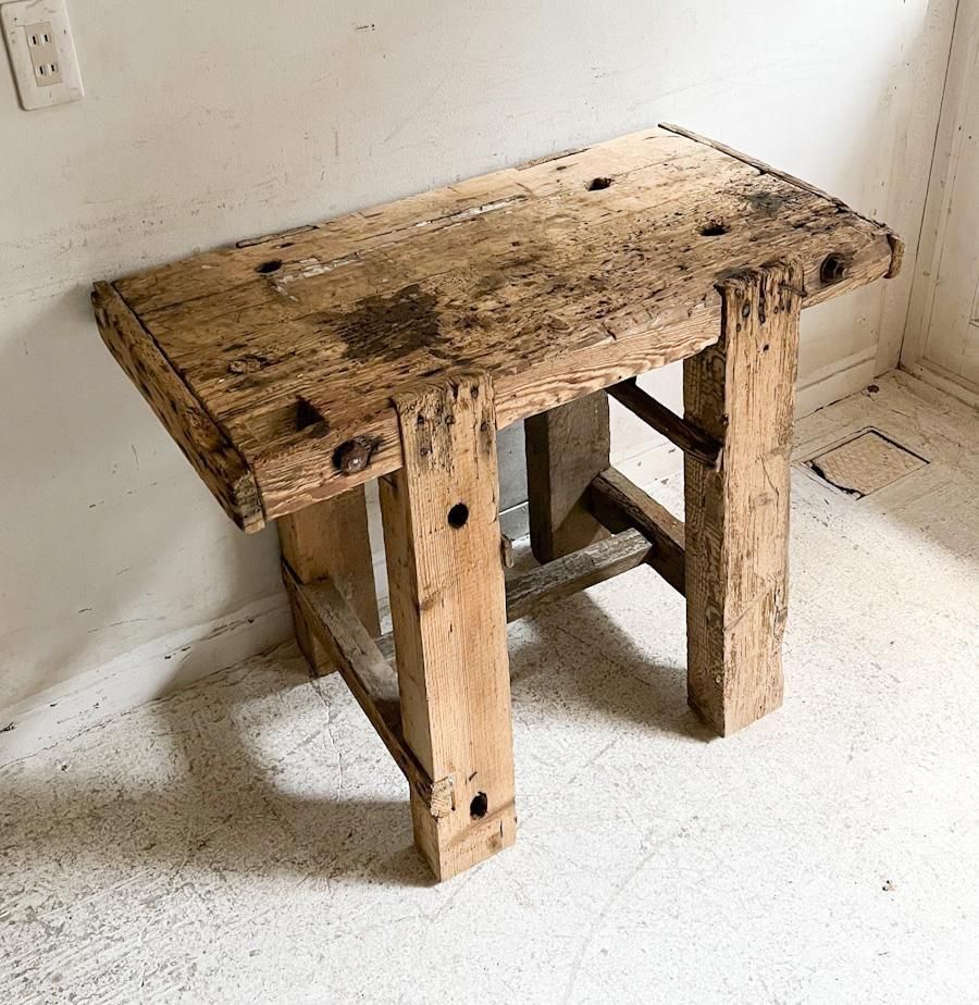 フランス製アンティークパインの小型作業台