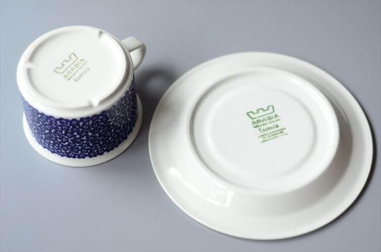 希少! ARABIA アラビア faenza カップ&ソーサー Lサイズ ブルー
