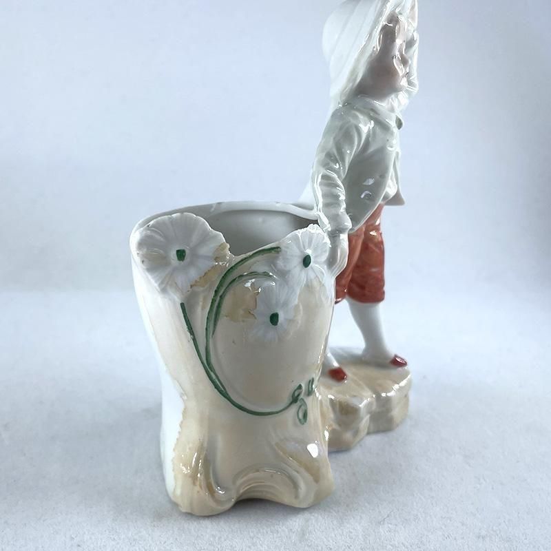 【爆買い！】 マッチかす入れ 陶器人形 小物入れ 19otd36-1 帽子の男の子 工芸品