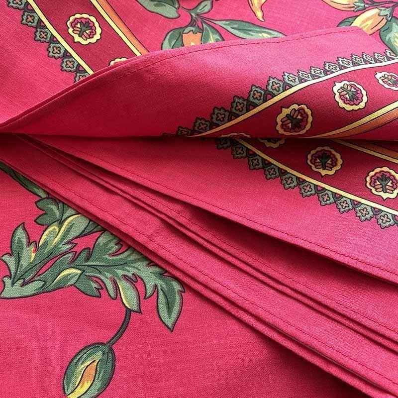 古布マルチクロス④ 南仏柄青系 ラベンダー コットン100% マルチクロス