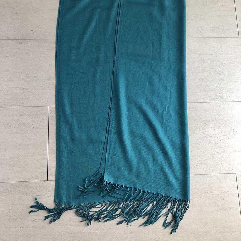 【パラスパレス】美品　水色　ターコイズブルー　フリンジ付きストール パラスパレス】美品 水色 ターコイズブルー フリンジ付き