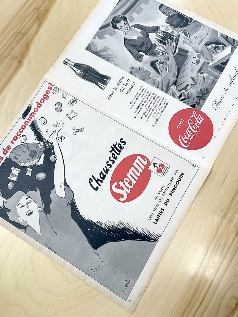 ヴィンテージ雑誌 PARIS MATCH（1953年）4P Coca-cola・靴下など