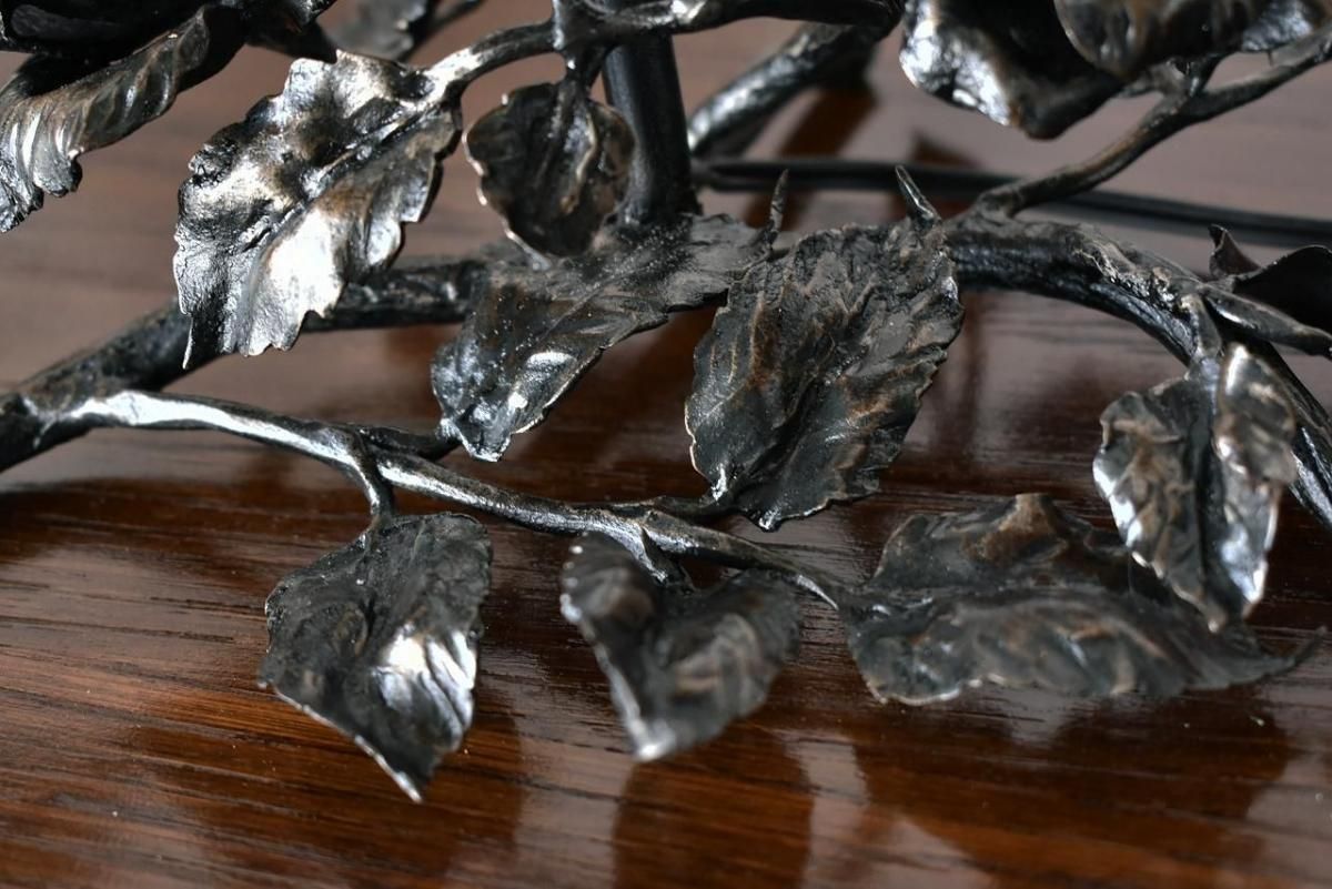 フランス製1920年代 アイアンスタンドランプ｜繊細なバラモチーフ